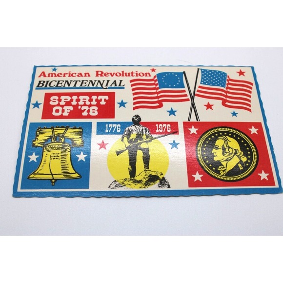 VTG Postcard Spirit of '76 American Revolution Bicentennial Founding Fathers TWO - Picture 3 of 8